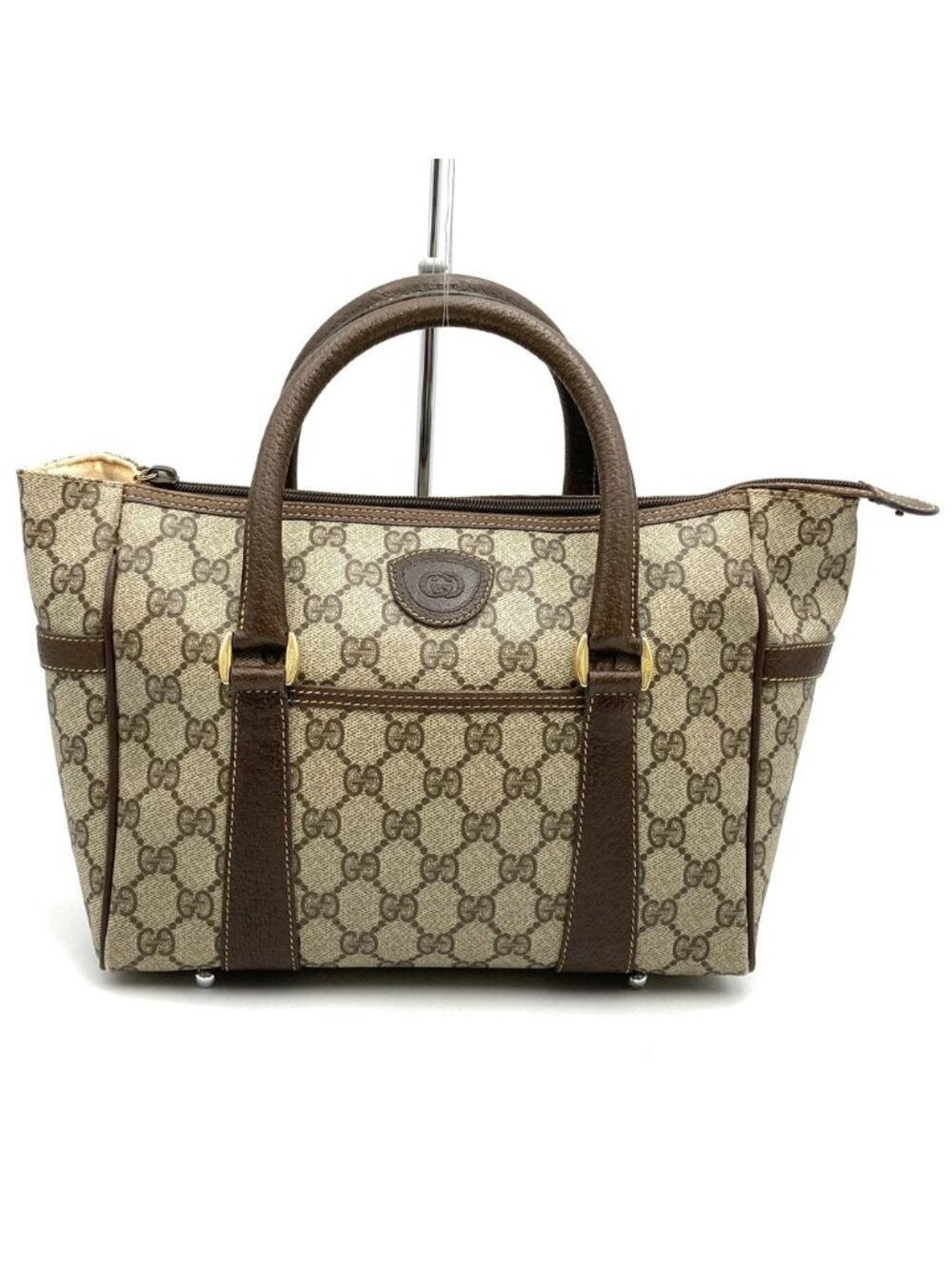 Gucci Handbag GG Supreme Leather Brown Vintage